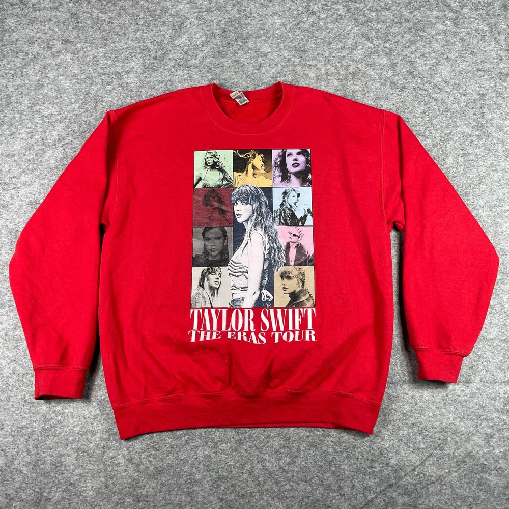 Taylor Swift The Eras Tour Sweatshirt Adult Large Red Concert Heavy Crewneck